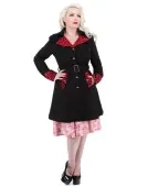 coat women's spring/autumn HEARTS AND ROSES - Black Red Flocking 16/44
