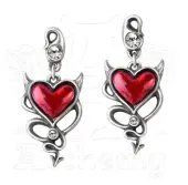 ALCHEMY GOTHIC Earrings - Devil Heart Studs