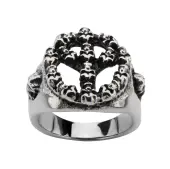 ring INOX - PEACE SIGN SKULL BLK 12