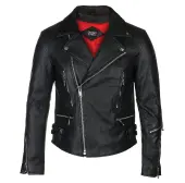 Men's leather jacket  STRAIGHT TO HELL - Defector Blk Nick 36