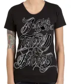 t-shirt street women's - TATTOED - BLACK HEART L