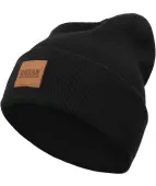 Beanie URBAN CLASSICS - Leatherpatch - black