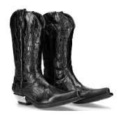 boots leather - Flame Biker (7921-S1) Black - NEW ROCK 40