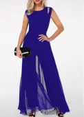 Modlily Round Neck High Waist Royal Blue Jumpsuit - S