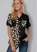 Modlily Leopard Print Button Up Chest Pocket Blouse - XS