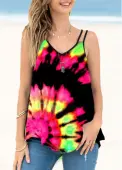 Modlily Spaghetti Strap Tie Dye Print Multi Color Camisole Top - S
