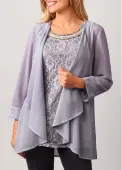Modlily Lace Patchwork Cardigan and Grey Tank Top - M