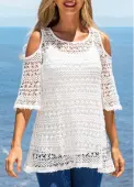 Modlily Cold Shoulder Woven Fabric T Shirt and White Tank Top - S