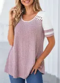 Modlily Purple Cut Out Short Sleeve T Shirt - S