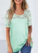 Modlily Mint Green Lace Short Sleeve T Shirt - S