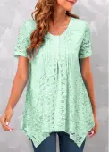 Modlily Mint Green Tuck Stitch Short Sleeve T Shirt - M