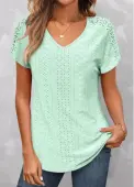 Modlily Mint Green Lace Short Sleeve T Shirt - XXL