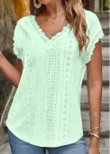 Modlily Mint Green Lace Short Sleeve T Shirt - S