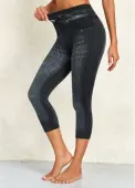Modlily Black High Waisted Skinny Capri Leggings - L