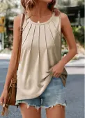 Modlily Light Camel Lightweigh Round Neck Tank Top - S