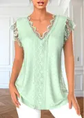 Modlily Light Green Patchwork Short Sleeve T Shirt - M