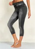 Modlily Dark Grey Marl High Waisted Capri Leggings - 3XL