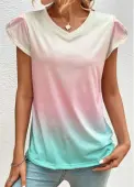 Modlily Light Pink Ombre Short Sleeve T Shirt - 3XL