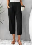 Modlily Black Pocket Elastic Waist High Waisted Pants - M