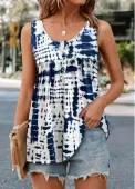 Modlily White Ruched Tie Dye Print Tank Top - XXL