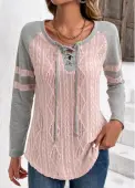 Modlily Light Pink Twisted Long Sleeve T Shirt - M