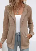 Modlily Light Coffee Pocket Long Sleeve Hoodie - XL