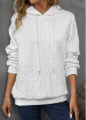 Modlily White Drawstring Detail Long Sleeve Hoodie - L