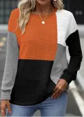 Modlily Multi Color Patchwork Long Sleeve Round Neck Sweatshirt - L