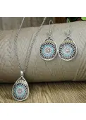 Modlily Silvery White Waterdrop Necklace and Earrings - One Size