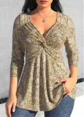 Modlily Light Camel Twist Long Sleeve T Shirt - L