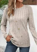 Modlily Light Camel Cut Out Long Sleeve T Shirt - M