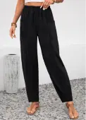 Modlily Black Pocket Elastic Waist High Waisted Pants - XXL