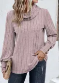 Modlily Light Purple Button Long Sleeve Cowl Neck Sweatshirt - XXL