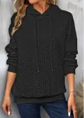 Modlily Black Drawstring Long Sleeve Twisted Hoodie - M