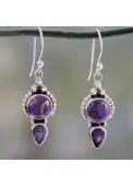Modlily Hot Drilling Purple Alloy Detail Earrings - One Size