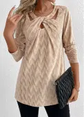 Modlily Champagne Velvet Long Sleeve T Shirt - L