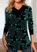 Modlily Black Tribal Print Long Sleeve Velvet T Shirt - S