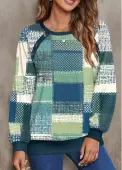 Modlily Multi Color Button Geometric Print Long Sleeve Sweatshirt - M