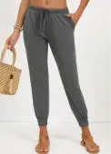 Modlily Dark Grey Pocket Jogger Elastic Waist Mid Waisted Pants - 2XL