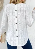 Modlily White Button Long Sleeve Round Neck T Shirt - M