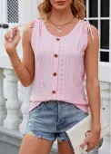 Modlily Pink Button Scoop Neck Tank Top - 2XL