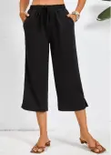 Modlily Black Pocket Elastic Waist High Waisted Pants - 2XL