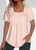 Modlily Dusty Pink Textured Fabric Short Sleeve T Shirt - L