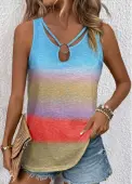 Modlily Multi Color Circular Ring Ombre Tank Top - M