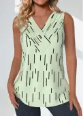 Modlily Light Green Surplice Geometric Print Sleeveless Tank Top - XXL