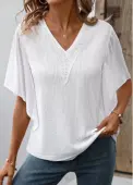 Modlily White Fake 2in1 Short Sleeve V Neck T Shirt - L