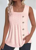 Modlily Light Pink Jacquard Sleeveless Square Neck Tank Top - XXL