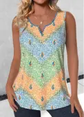 Modlily Multi Color Split Tribal Print Sleeveless Tank Top - XXL