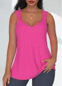 Modlily Hot Pink Twist Sleeveless V Neck Tank Top - M