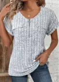 Modlily Plus Size Light Grey Marl Circular Ring Blouse - 2X